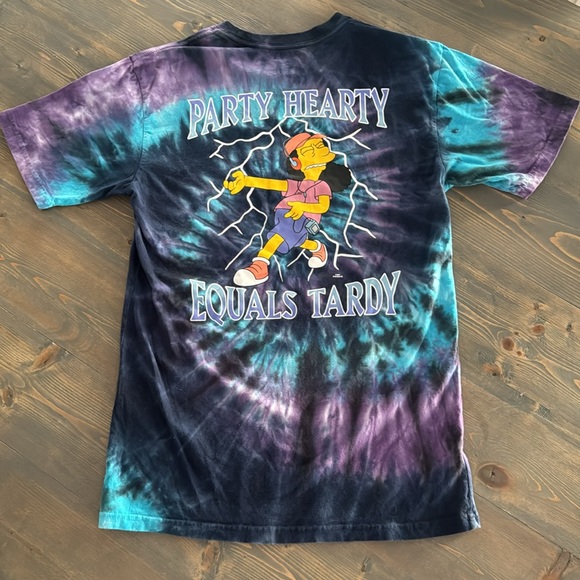 Vans Other - *SOLD* Vans Simpsons Mens T-Shirt Small Blue Otto Tie Dye Acid Short Sleeve Crew